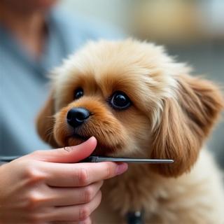 トリミング中の優しい手の写真